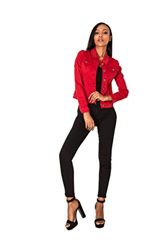 Crazy Age Damen Jeansjacke Blazer Übergangsjacke Sommer Jacke (40, ROT) von Crazy Age