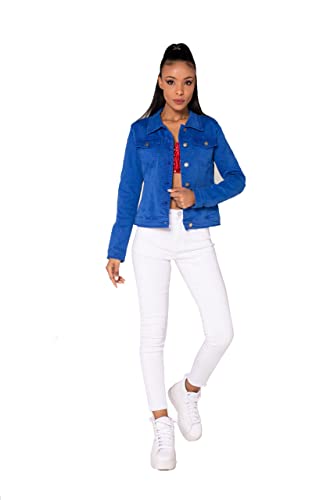 Crazy Age Damen Jeansjacke Blazer Übergangsjacke Sommer Jacke (42, Royalblau) von Crazy Age