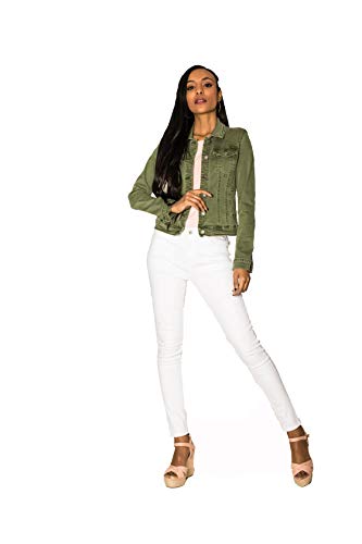 Crazy Age Damen Jeansjacke Blazer Übergangsjacke Sommer Jacke (J212-11-Oliv-44) von Crazy Age
