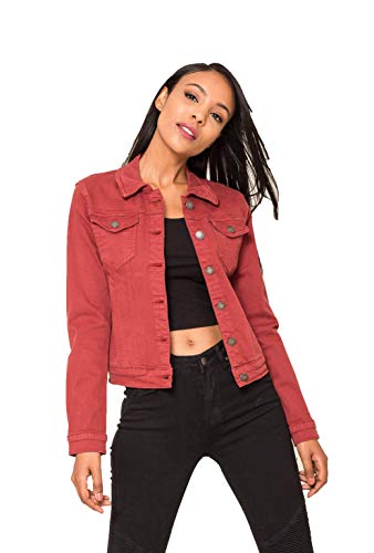 Crazy Age Damen Jeansjacke Blazer Übergangsjacke Sommer Jacke (L~38, Ziegelrot) von Crazy Age