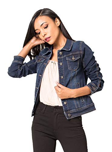 Crazy Age Damen Jeansjacke Blazer Übergangsjacke Sommer Jacke (XL~40, Denim Blau) von Crazy Age