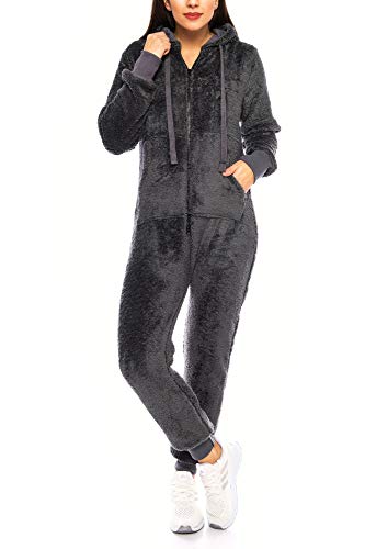 Crazy Age Damen Jumpsuit aus kuscheligem Teddy Fleece | Overall | Ganzkörperanzug Flauschig |Homewear (Anthrazit, L~40) von Crazy Age