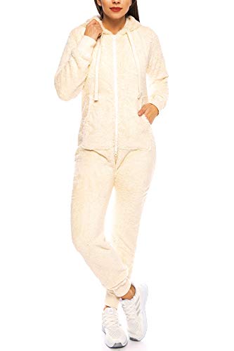 Crazy Age Damen Jumpsuit aus kuscheligem Teddy Fleece | Overall | Ganzkörperanzug Flauschig |Homewear (Beige, 4XL~48) von Crazy Age