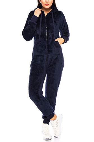 Crazy Age Damen Jumpsuit aus kuscheligem Teddy Fleece | Overall | Ganzkörperanzug Flauschig |Homewear (Nevi, 4XL~48) von Crazy Age