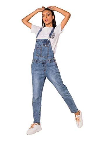 Crazy Age Damen Kurze und Lange Jeanslatzhose Denim Overall Jumpsuit Playsuit Jeans Hosenanzug Trägerhose Hosenanzug (S512, S) von Crazy Age