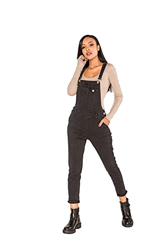 Crazy Age Damen Kurze und Lange Jeanslatzhose Denim Overall Jumpsuit Playsuit Jeans Hosenanzug Trägerhose Hosenanzug (S512-1, L) von Crazy Age