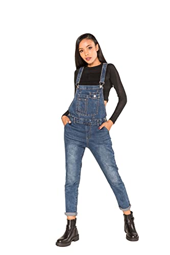 Crazy Age Damen Kurze und Lange Jeanslatzhose Denim Overall Jumpsuit Playsuit Jeans Hosenanzug Trägerhose Hosenanzug (S512-3, L) von Crazy Age