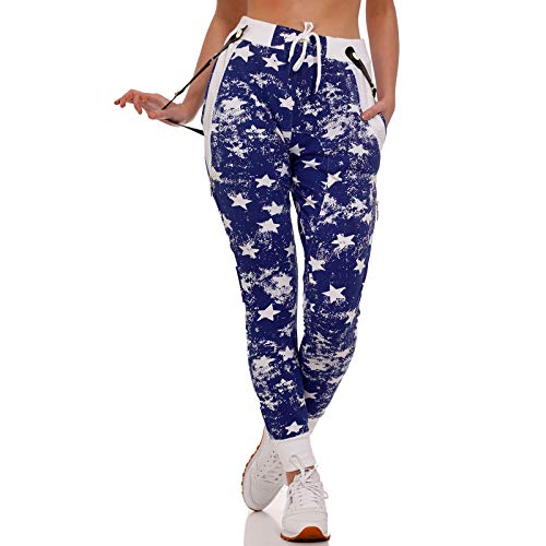 Crazy Age Damen Star Sporthose Baggy Boyfriend Freizeithose mit Hosenträger (Nevi, 4XL) von Crazy Age