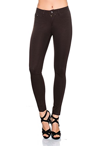 Crazy Age Damenhose Jegging Basic Classic Hüfthose 5 Pocket für H01 (36, Coffee) von Crazy Age