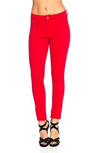 Crazy Age Damenhose Jegging Basic Classic Hüfthose 5 Pocket für H01 (36, Rot) von Crazy Age