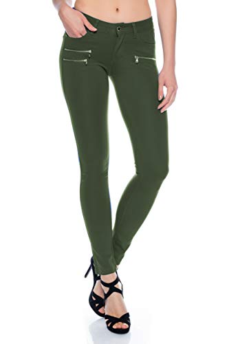 Crazy Age Damenhose Miss Anna Jegging Legging Zipper stylisch H086 (38, Oliv) von Crazy Age