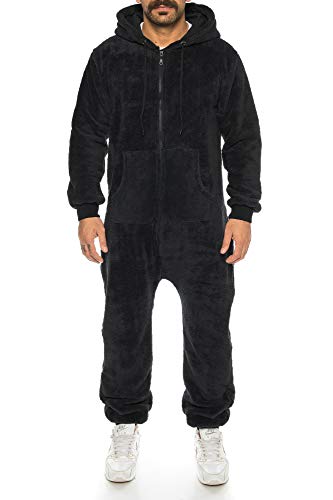 Crazy Age Herren Jumpsuit aus kuscheligem Teddyfleece/Flauschig und warm/ (RT906 Schwarz 5XL) von Crazy Age