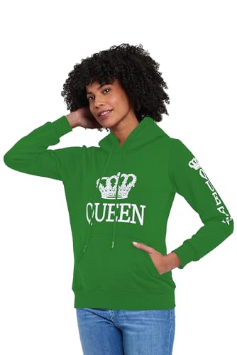 Crazy Age Herren King und Damen Queen Hoodie mit Kapuze .| | Auffallend | Eyecatcher | Trend 2023|Schöne Farben(Queen-Grün-L) von Crazy Age