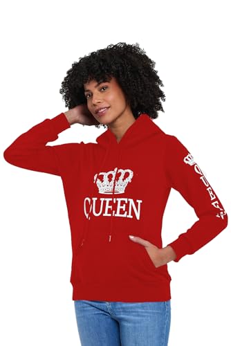 Crazy Age Herren King und Damen Queen Hoodie mit Kapuze .| | Auffallend | Eyecatcher | Trend 2023|Schöne Farben(Queen-Rot-S) von Crazy Age