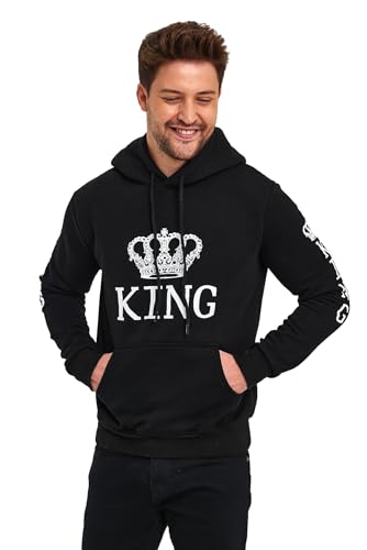 Crazy Age Herren King und Damen Queen Hoodie mit Kapuze .| | Auffallend | Eyecatcher | Trend 2023|Schöne Farben (King-Schwarz-XXL) von Crazy Age