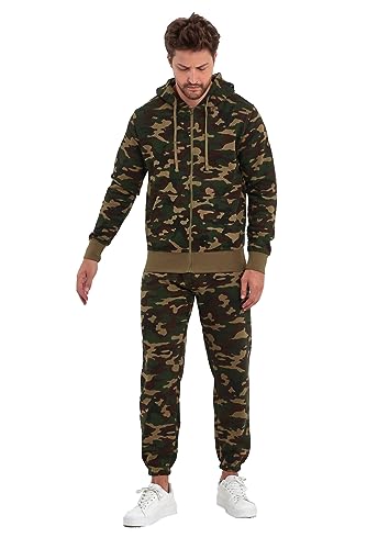 Crazy Age Herren Sportanzug Freizeitanzug Camouflage Army Millitär Übergrößen bis 10XL Kapuzenjacke+Sporthose(RT-AN-404-W-9XL) von Crazy Age