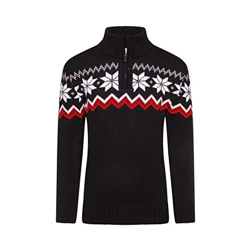 Crazy Age Herren Strickjacken Norweger Grobstrick Weihnachtspullover Winterpullover Renntier Motive Kristalle (Schwarz (1000), L) von Crazy Age