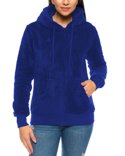 Crazy Age Herren und Damen Teddy-Fell Hoodie mit Kapuze Fleecekacke Plüsch mit Kängruhtaschen(CA-H-507-Royalblau-S) von Crazy Age