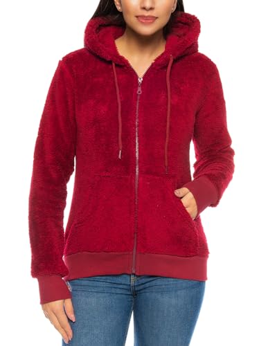 Crazy Age Herren und Damen Teddy-Fell Jacke mit Kapuze Fleecejacke Plüsch mit Kängruhtaschen - Zipper von Crazy Age