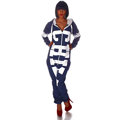 Crazy Age Jumpsuit Chill Overall One Piece Hausanzug Freizeitanzug Einteiler Ganzkörperanzug Weihnachtsanzug (L, Dunkelblau) von Crazy Age