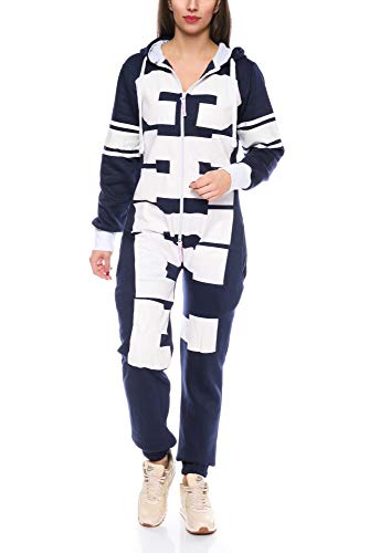 Crazy Age Jumpsuit Chill Overall One Piece Hausanzug Freizeitanzug Einteiler Ganzkörperanzug Weihnachtsanzug (L, Nevi) von Crazy Age