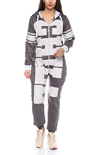 Crazy Age Jumpsuit Chill Overall One Piece Hausanzug Freizeitanzug Einteiler Ganzkörperanzug Weihnachtsanzug (XS, Dunkelgrau) von Crazy Age