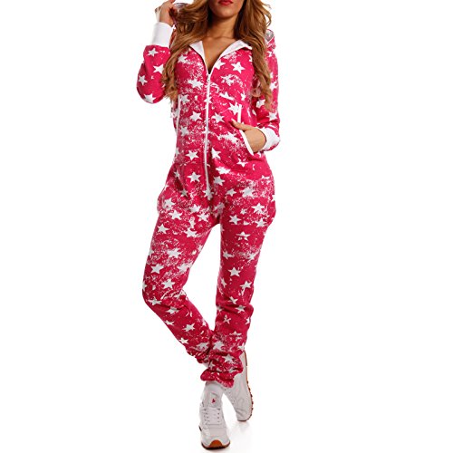 Crazy Age Jumpsuit Strampler Ganzkörperanzug Overall Sternen Kuschelig Warm (CA-J-503 Pink XXL) von Crazy Age