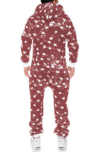 Crazy Age Jumpsuit Strampler Ganzkörperanzug Overall Sternen Kuschelig Warm (T-J-903 L, Bordeaux) von Crazy Age