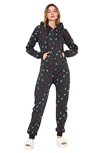 Crazy Age Jumpsuit Strampler Ganzkörperanzug Overall Sternen Kuschelig Warm (XL, Anthrazit(2957)) von Crazy Age