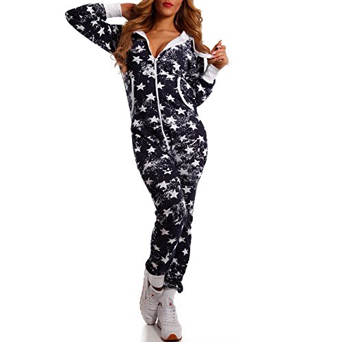 Crazy Age Jumpsuit Strampler Ganzkörperanzug Overall Sternen Kuschelig Warm (CA-J-503 XXL Navy) von Crazy Age