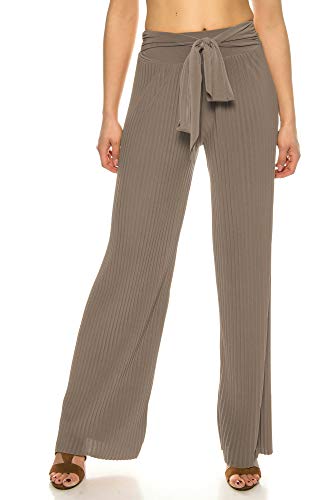 Crazy Age Sommer Hose | Strandhose | Faltenhose | Lässige,lockere Hose | Schleifenhose | Weite Hose Marlene |Hohe Taille | (34-38, Braun) von Crazy Age