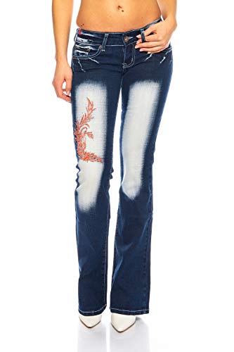 Crazy Age Tattoo Jeanshose Eigenartig Einmalig Unikat Sexy Eyecatcher Bootcut Schlaghose (CA 1161A, 38) von Crazy Age