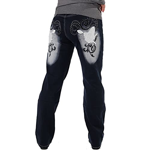 Crazy Age Übergrößen Jeanshose Big Size Acid Wash Tribal Tattoo Unikat Ausgefallene Jeanshosen kurvige Damen (42, CB032 Weiß) von Crazy Age