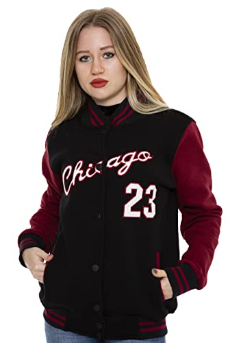 Damen und Herren College Jacke Sweatjacke College Sweat Jacket Frauen Vintage Jacken mit Knöpfe Baseball Mantel Herbst Frühling Mode Sport Jacke Streetwear (S, Schwarz/Weinrot(Damen)) von Crazy Age