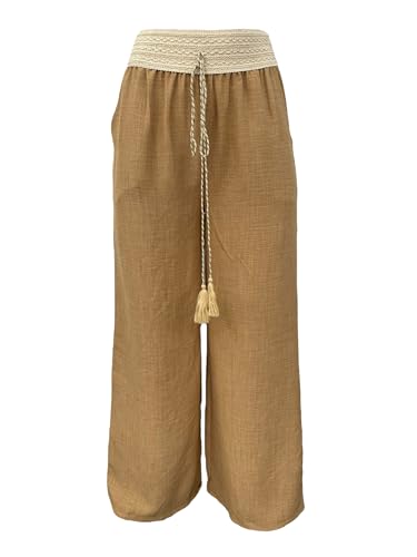 Strandhose Weich Bequem Loose Einfarbig Lässige Pumphose Yogahose Hose Wide Leg Freizeithose Schlupfhose(EW199-Braun) von Crazy Age