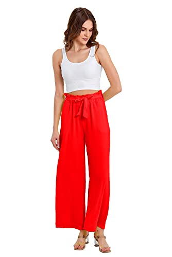 Strandhose Weich Bequem Loose Einfarbig Lässige Pumphose Yogahose Hose Wide Leg Freizeithose Schlupfhose(EW9919-Rot) von Crazy Age