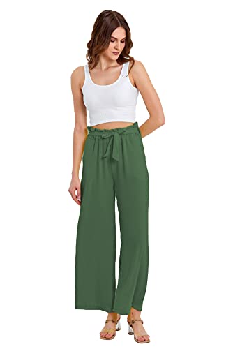 Strandhose Weich Bequem Loose Einfarbig Lässige Pumphose Yogahose Hose Wide Leg Freizeithose Schlupfhose (EW9919-Oliv) von Crazy Age