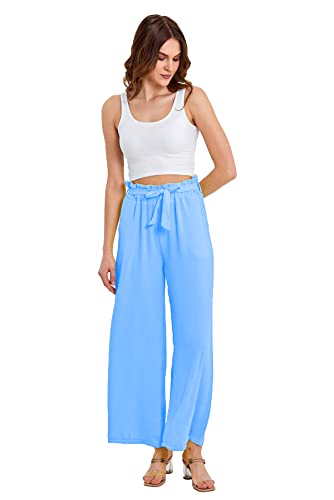 Strandhose Weich Bequem Loose Einfarbig Lässige Pumphose Yogahose Hose Wide Leg Freizeithose Schlupfhose (Hellblau) von Crazy Age