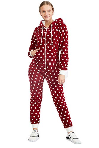 Teddyfleece Teddyfell Jumpsuit flauschig und kuschelig One Piece Overall warm (Bordaux2917, XL~42) von Crazy Age