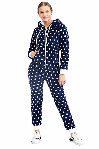 Teddyfleece Teddyfell Jumpsuit flauschig und kuschelig One Piece Overall warm (D.Blau2917, XL~42) von Crazy Age