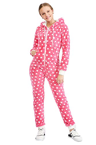 Teddyfleece Teddyfell Jumpsuit flauschig und kuschelig One Piece Overall warm (Pink2917, L+40) von Crazy Age