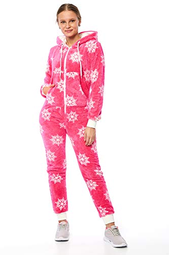 Teddyfleece Teddyfell Jumpsuit flauschig und kuschelig One Piece Overall warm (Pink2918, M~38) von Crazy Age