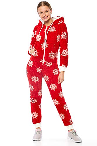 Teddyfleece Teddyfell Jumpsuit flauschig und kuschelig One Piece Overall warm (Rot2918, S~36) von Crazy Age