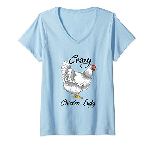 Damen Hühner Mädchen Crazy Chicken Lady Hühner Mama T-Shirt mit V-Ausschnitt von Crazy Chicken Lady