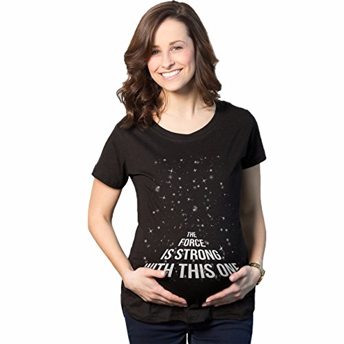 Crazy Dog Tshirts - Maternity Force is Strong Funny Pregnancy T Shirt Graphic for Expecting Mothers (Black) - M - Damen - M von Crazy Dog T-Shirts