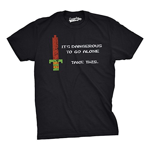 Herren T-Shirt It's Dangerous to Go Alone Take This Funny Nerdy Vintage Videospiel, schwarz, Groß von Crazy Dog T-Shirts