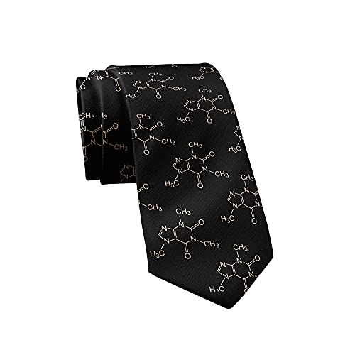 Crazy Dog T-Shirts Coffeinmolecules Krawatte, lustige Krawatte für Herren, Kaffeekrawatte für Männer, Schwarz, Einheitsgröße von Crazy Dog T-Shirts