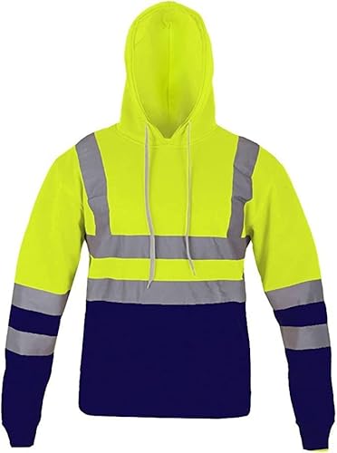 Crazy Fashion Mens No Zip 2 Tone Hi Vis Sweatshirt High Visibility Tape Band Pull Over Security Hoodie Top Neon Hoodie Reflektierende Hoodies Jacke Hi Viz Hoodies EUR von Crazy Fashion