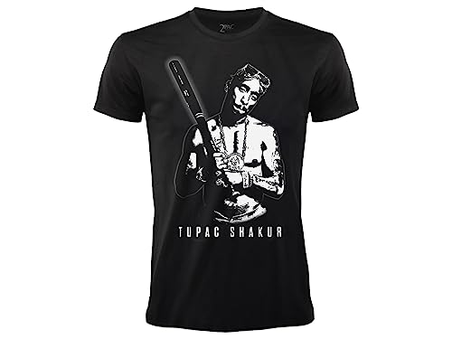 Crazy For Rock T-Shirt Tupac Shakur. Offizielles T-Shirt Rapper 2 Pac. Offizielles Hip Hop-Trikot, Unisex, Schwarz, Weiß, Erwachsene Jungen., Schwarz , X-Small von CRAZY FOR ROCK