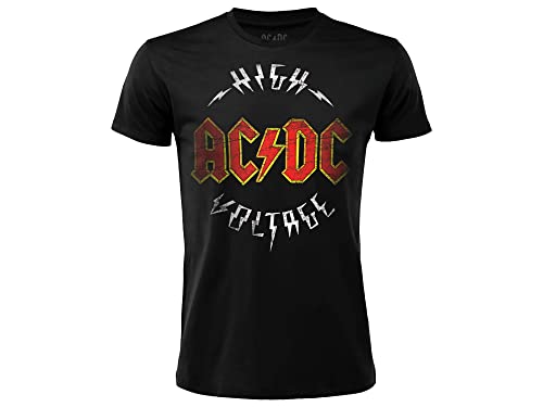 T-Shirt ACDC High Voltage AC DC Offizieller Druck vorne Band Rock AC/DC Baumwolle schwarz Größen für Kinder von CRAZY FOR ROCK